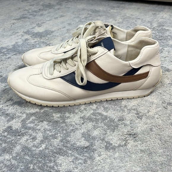 Vince Oasis Leather Runner Sneaker Cream Retro Style Lace Up Wave Sz 10 - Picture 9 of 14